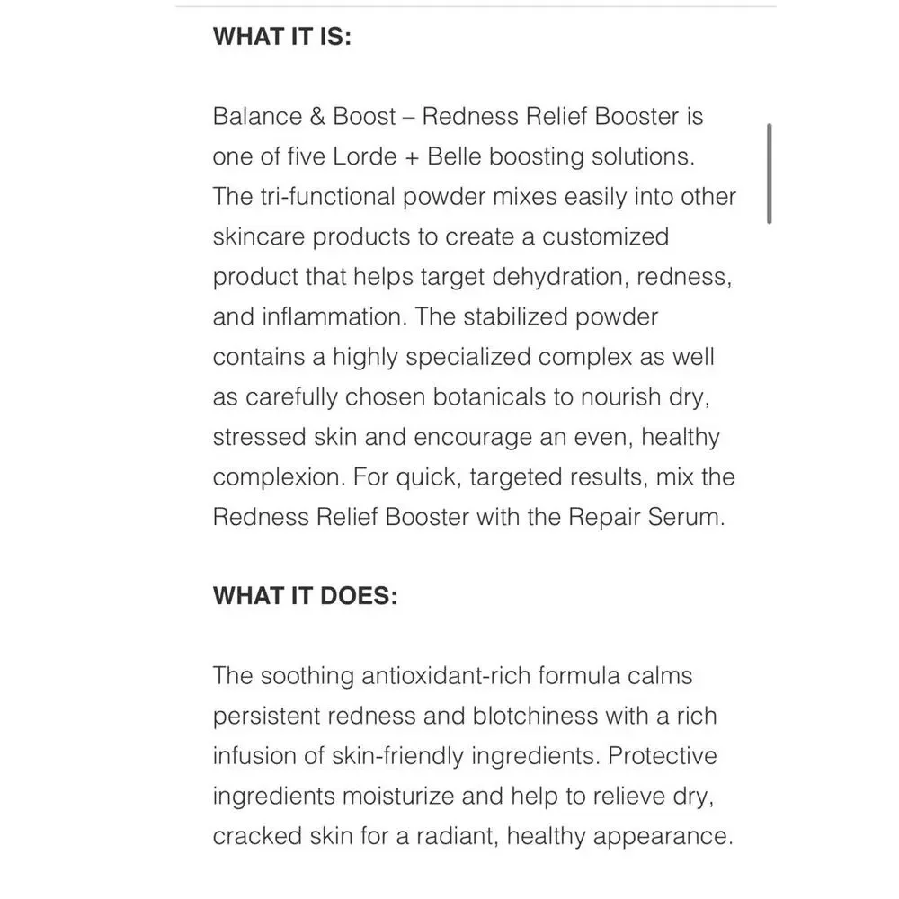Lorde + Belle Redness Relief Booster‎ Powder- $59 retail mix in with serums